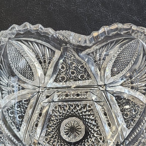 Mid-Century EAPG Imperial Glass Heart Shaped Candy/Nut Dish Signed Nucut Pattern - Picture 9 of 10